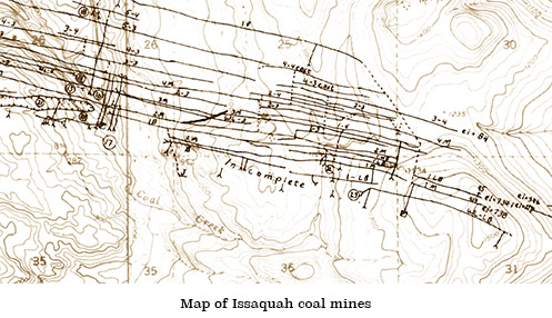 Map of Issaquah coal mines